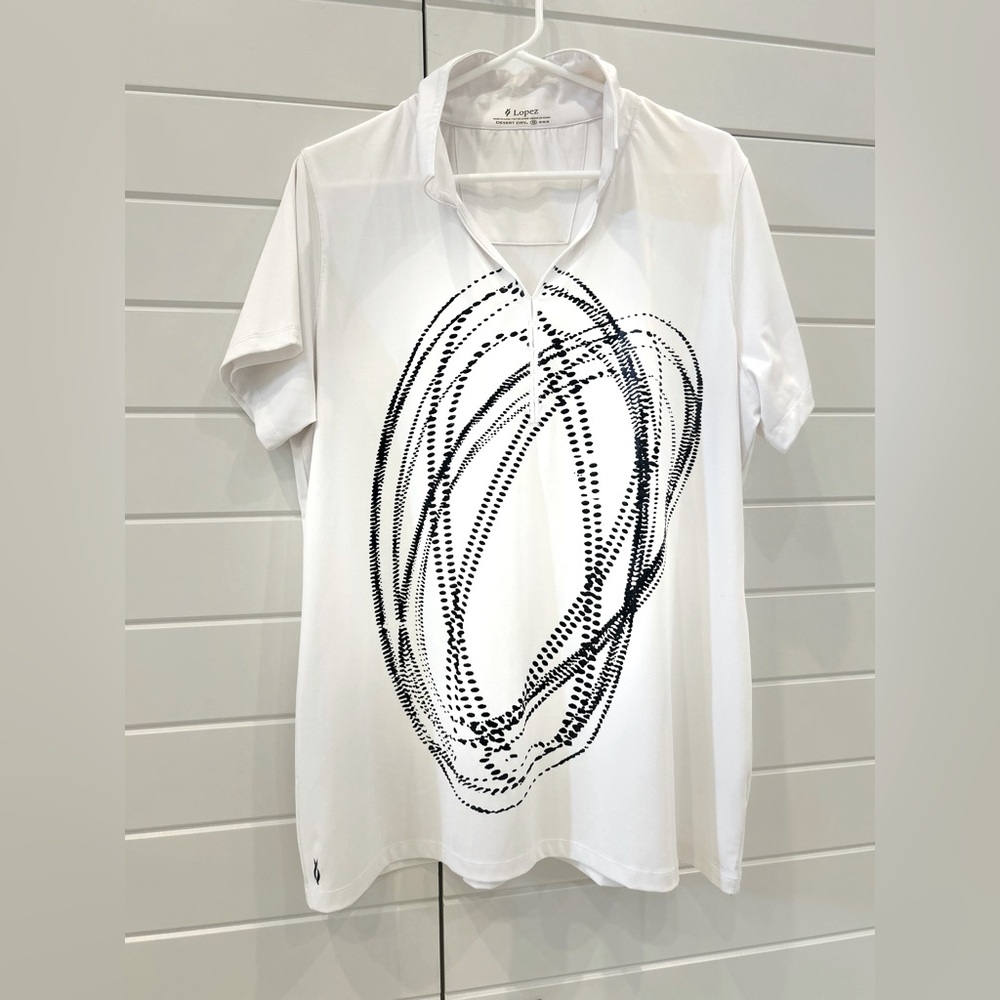 Nancy Lopez Golf Shirt 1X White Black